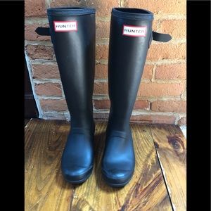 Hunter Original Tall Rain Boots Black Woman’s 5